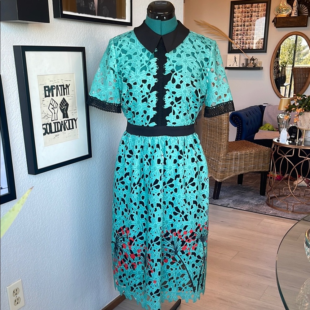 Special Liza Lux Lace Dress in Teal and Black